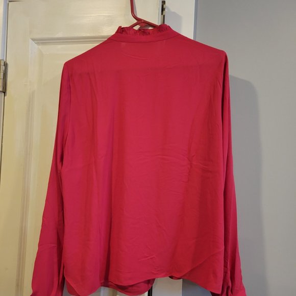 NWT J Crew Ruffle Neck Raspberry Blouse - Picture 2 of 2